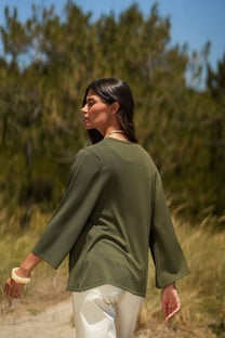 Cardigan aperto leggero verde oliva