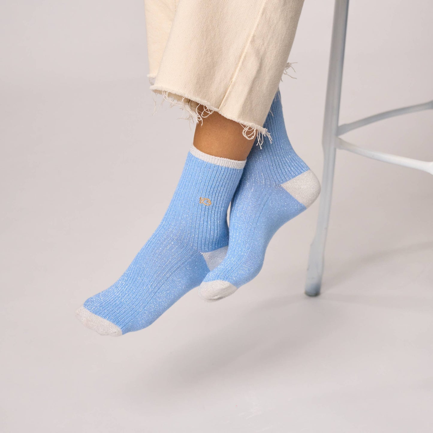 Calzini glitterati vintage in cotone pettinato blu