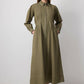 Abito camicia maxi in cotone con cuciture a contrasto e tasche