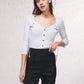 Pantaloni flare a vita alta con ricamo