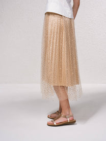 Gonna midi in tulle con paillettes