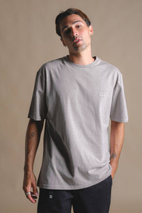 T-shirt uomo pigmentata in cotone biologico grigio elefante