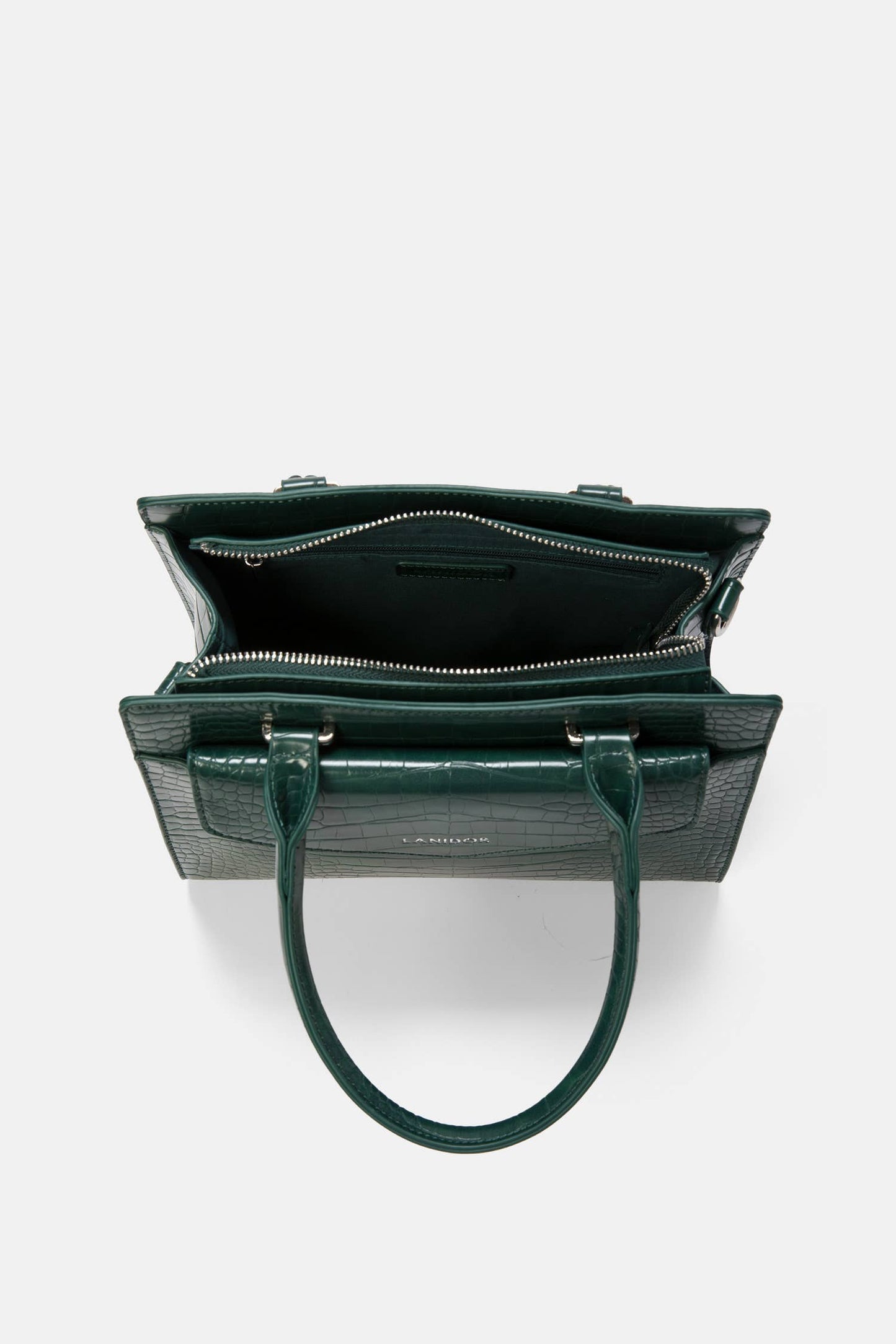 Borsa a mano effetto coccodrillo con tracolla