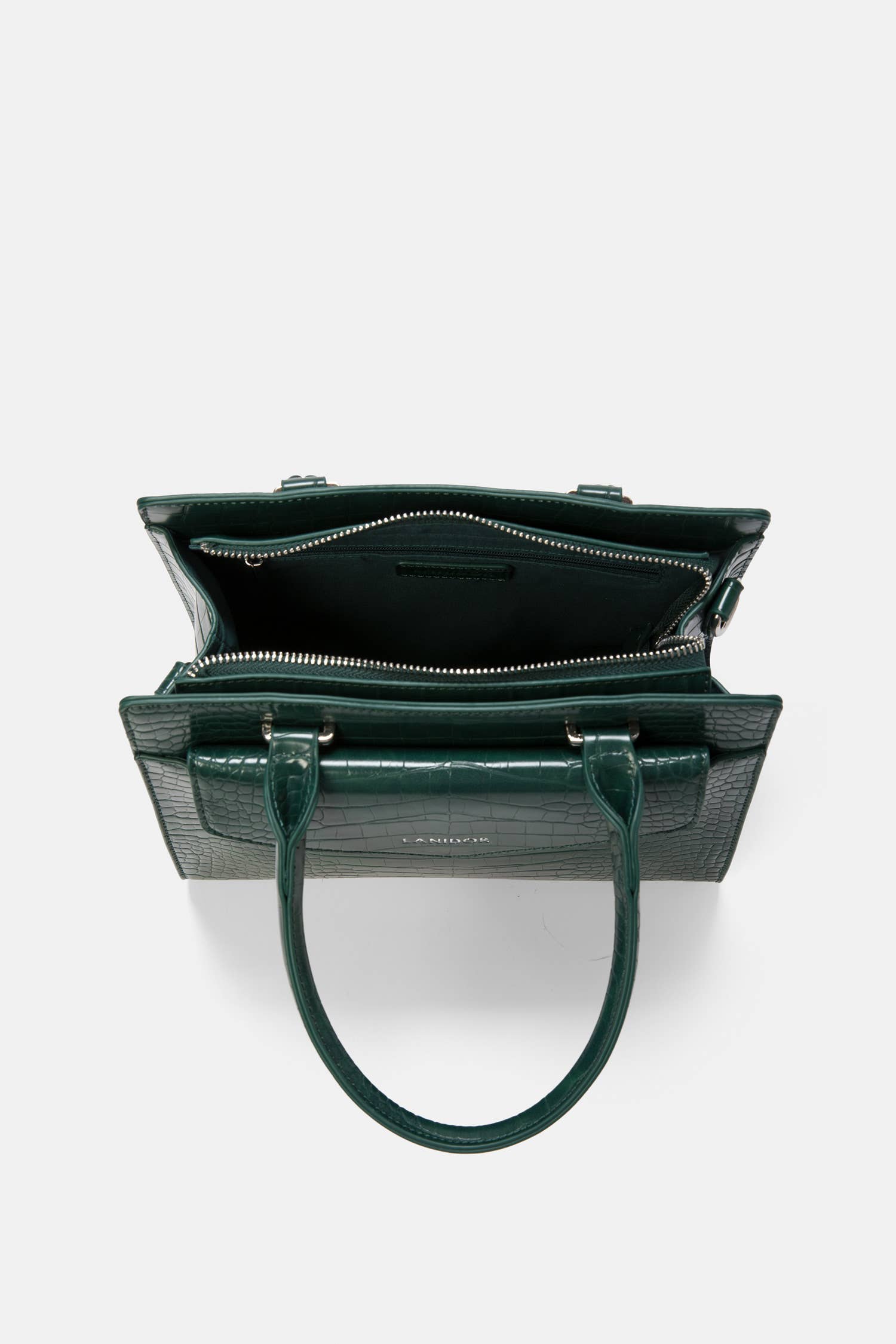 Borsa a mano effetto coccodrillo con tracolla