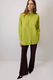 Camicia in popeline oversize verde lime