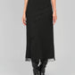 Gonna midi Juliane nera a righe con bordo in pizzo