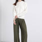 Pantaloni palazzo con pinces e vita elastica