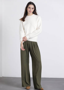 Pantaloni palazzo con pinces e vita elastica