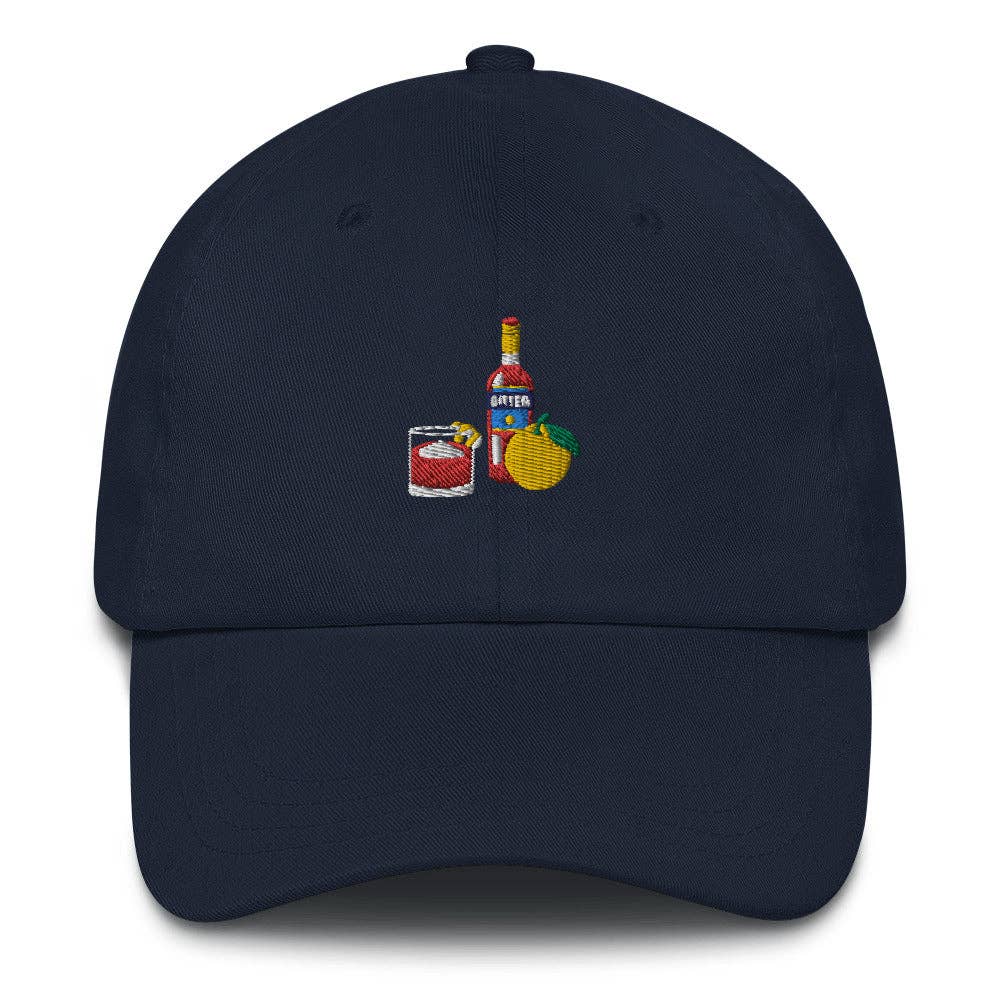 Cappellino cocktail Negroni in cotone con ricamo