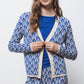 Cardigan jacquard in maglia con motivo geometrico