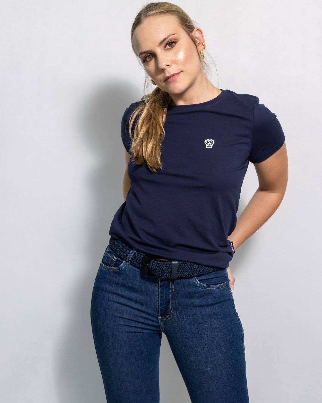 T-shirt donna antimacchia blu navy in cotone