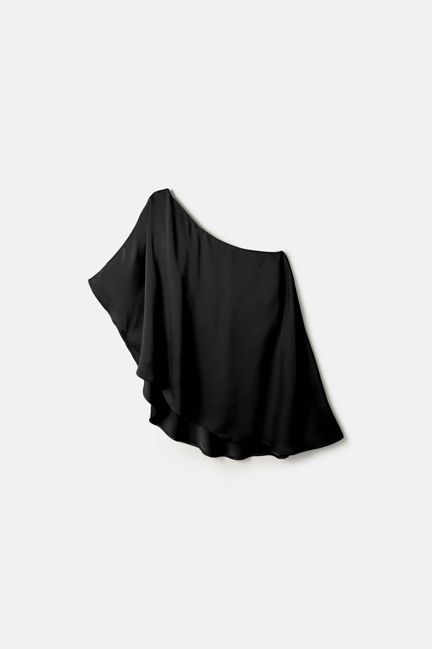 Top asimmetrico in raso monospalla drappeggiato