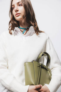 Maglione in maglia rasata con scollo a V