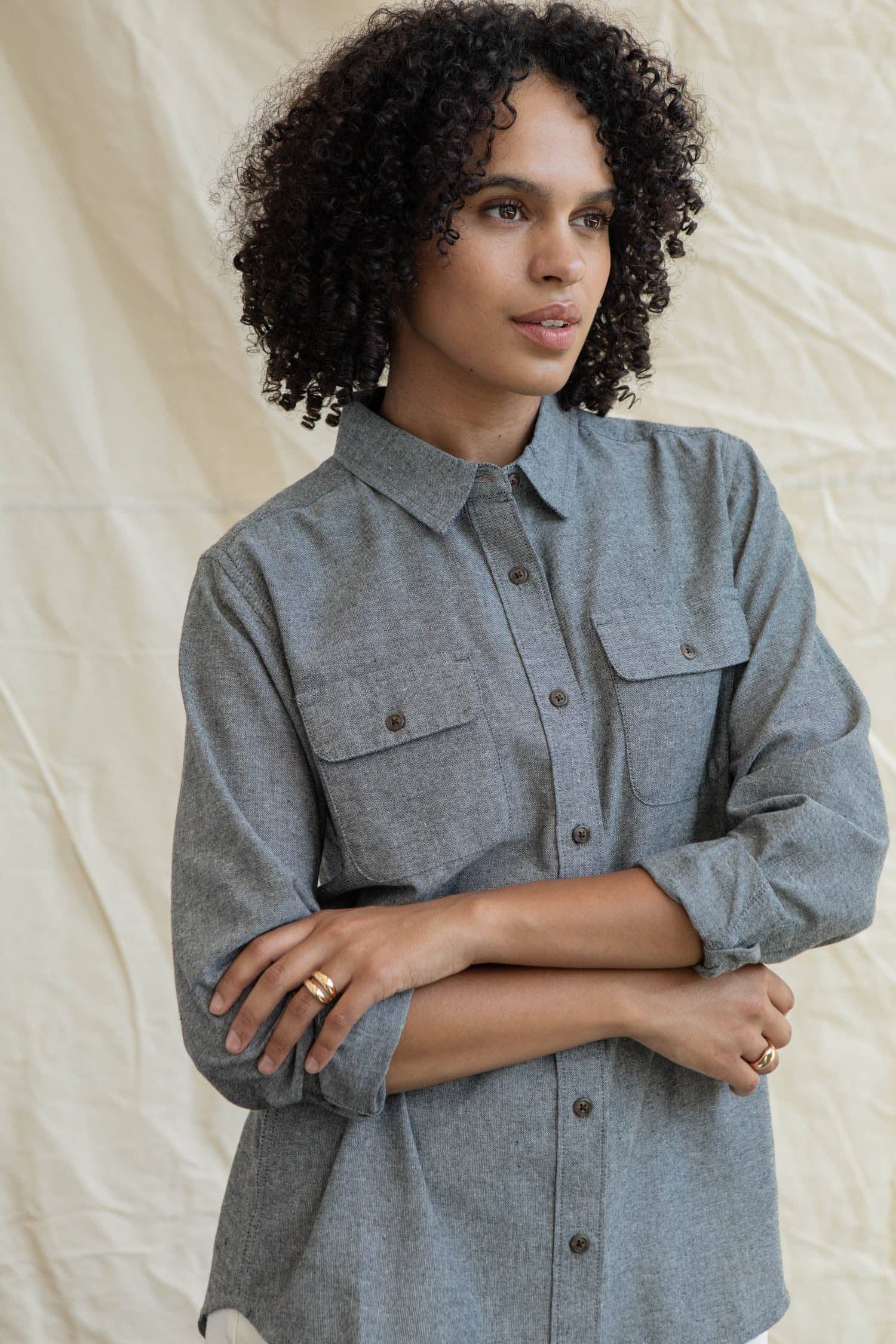 Camicia Lenon in chambray grigio ferro