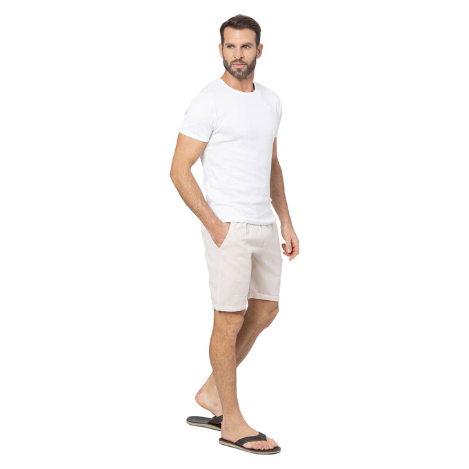Pantaloncini estivi uomo in cotone e lino beige