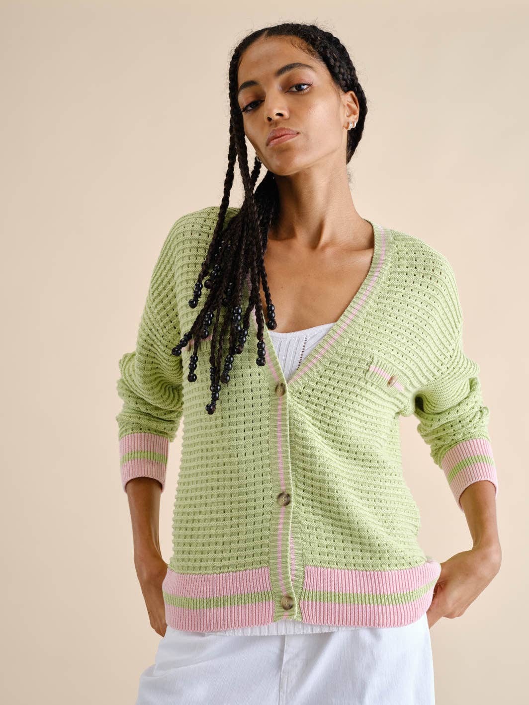 Cardigan in maglia di cotone con bottoni