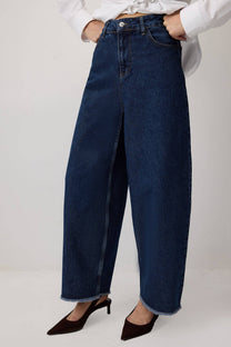 Pantaloni in denim a gamba ampia cropped