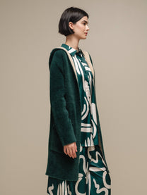 Cappotto cardigan in maglia con cappuccio verde
