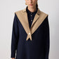 Tunica bicolor con maxi colletto in misto cotone