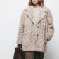 Cappotto teddy in pelliccia sintetica beige