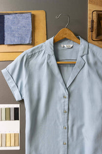 Camicia Innes a maniche corte azzurro cielo