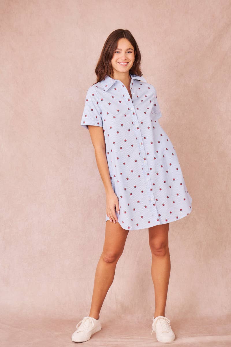 Erica abito camicia ricamato in cotone