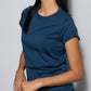 T-shirt donna in cotone antimacchia con logo blu
