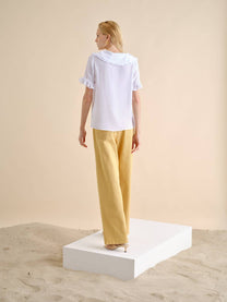 Blusa in cotone con colletto sailor e volant