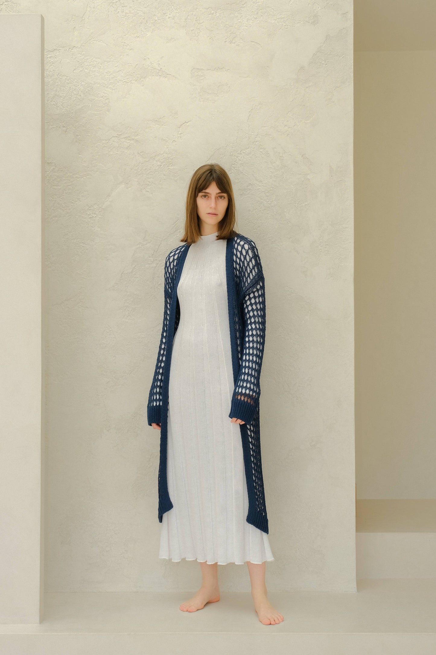 Cardigan maxi all’uncinetto in cotone
