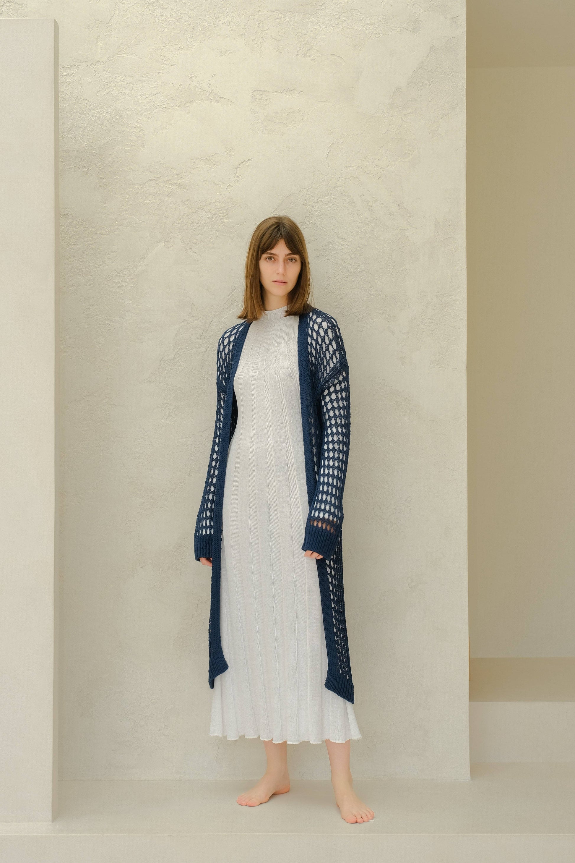 Cardigan maxi all’uncinetto in cotone