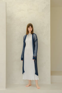 Cardigan maxi all’uncinetto in cotone