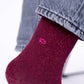 Calzini glitterati bordeaux in cotone pettinato