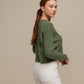 Maglione crop da donna in maglia morbida girocollo