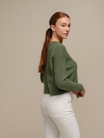 Maglione crop da donna in maglia morbida girocollo
