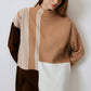 Tunica in maglia color block con collo alto