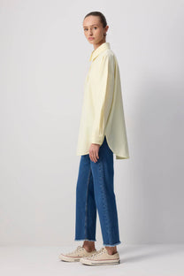 Camicia oversize in popeline giallo limone in misto cotone