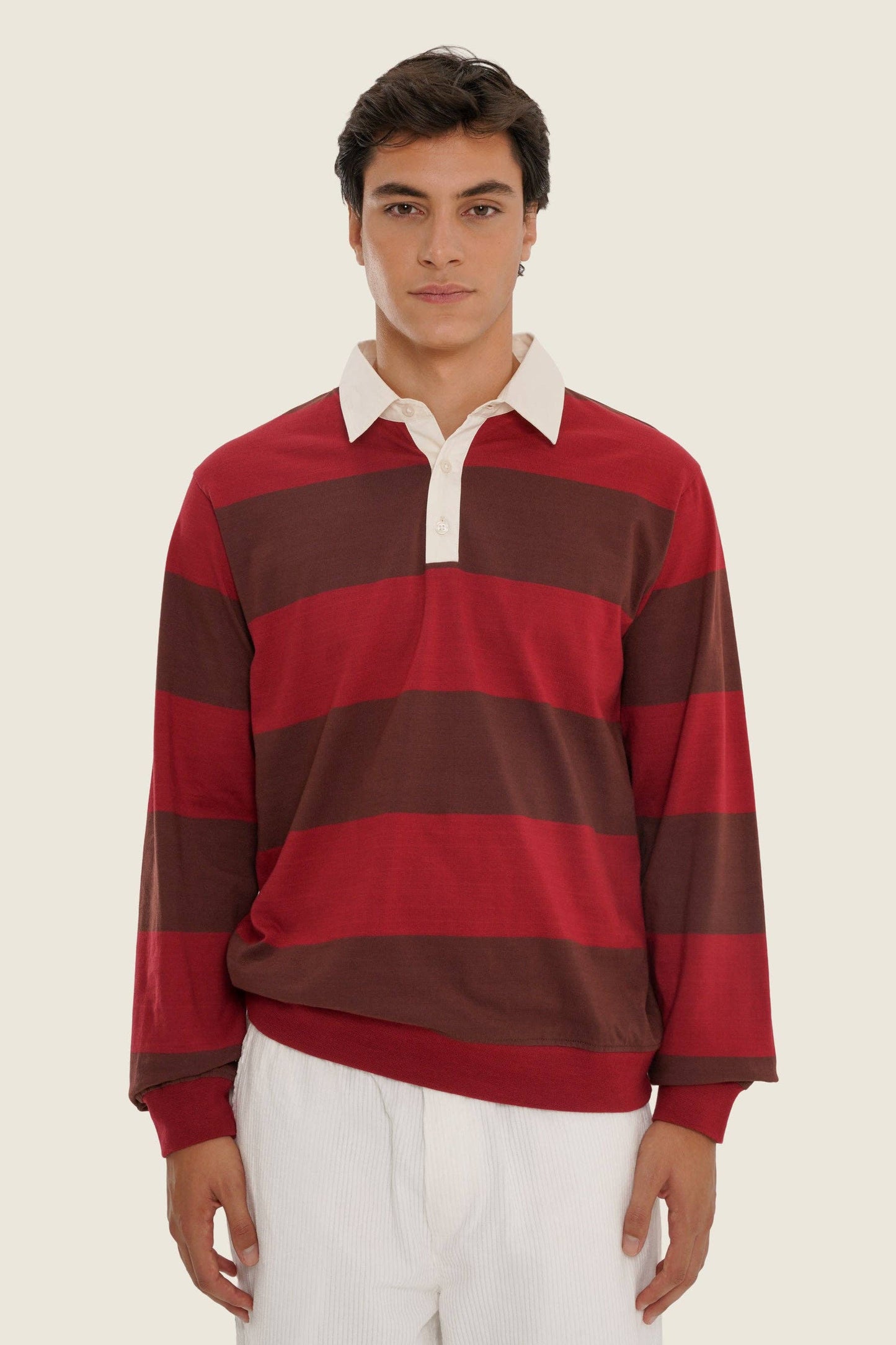 Polo rugby a righe a maniche lunghe