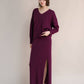 Gonna lunga a vita alta in misto cashmere con spacco laterale in maglia 3D
