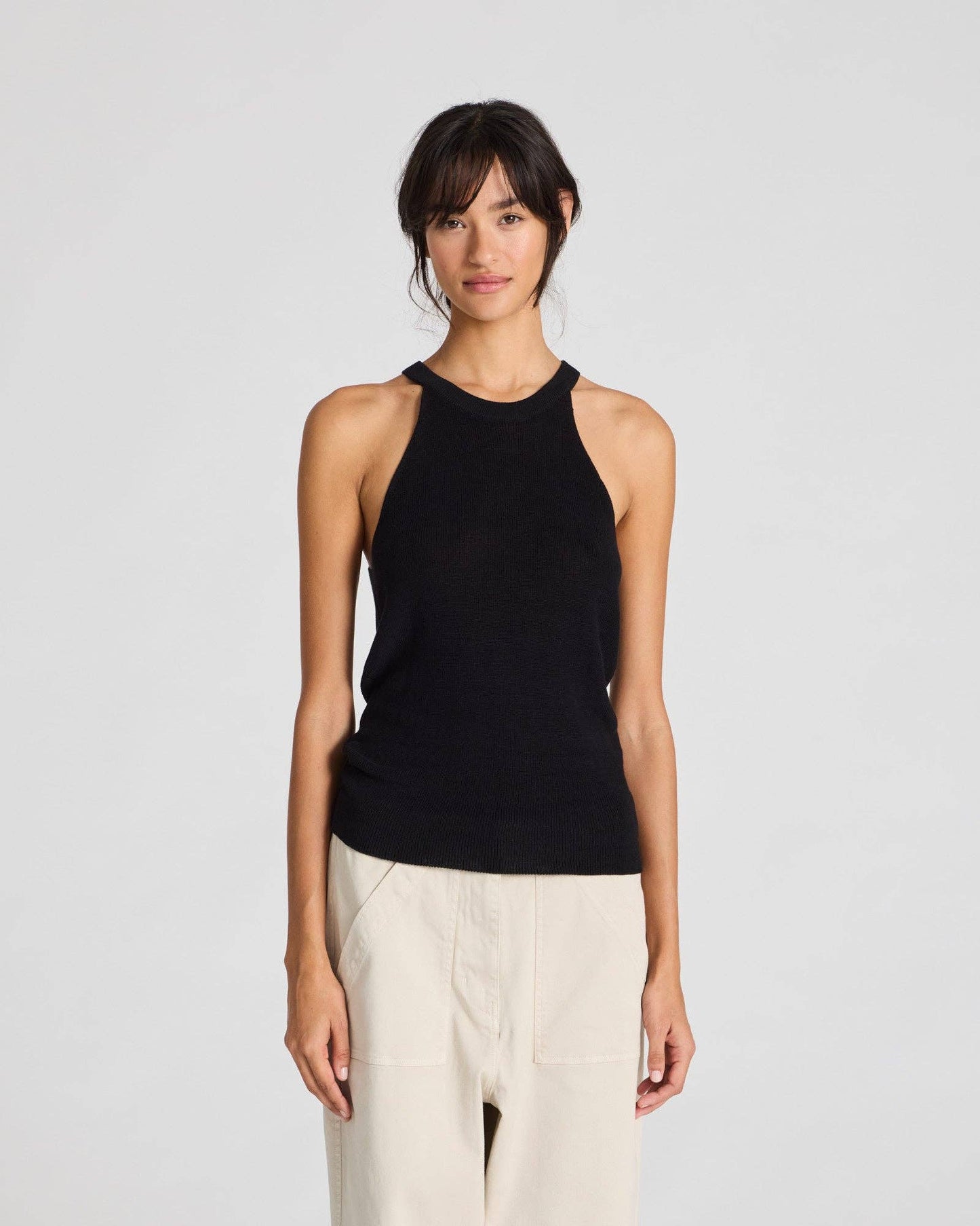 Top in maglia Lulu in cotone biologico nero