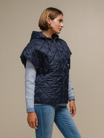 Capa donna trapuntata in nylon con cappuccio
