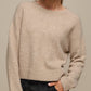 Maglione crop da donna in maglia morbida girocollo
