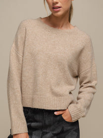 Maglione crop da donna in maglia morbida girocollo