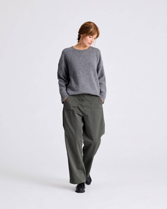 Maglione Emely in lana d’agnello biologica GOTS grigio mélange