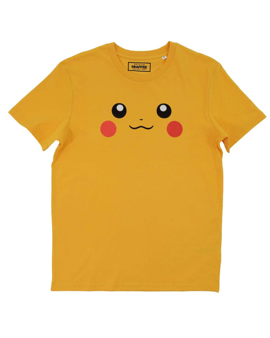 T-shirt unisex gialla con faccina di Pikachu kawaii