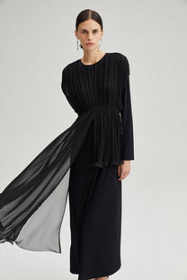 Tunica asimmetrica in chiffon plissé