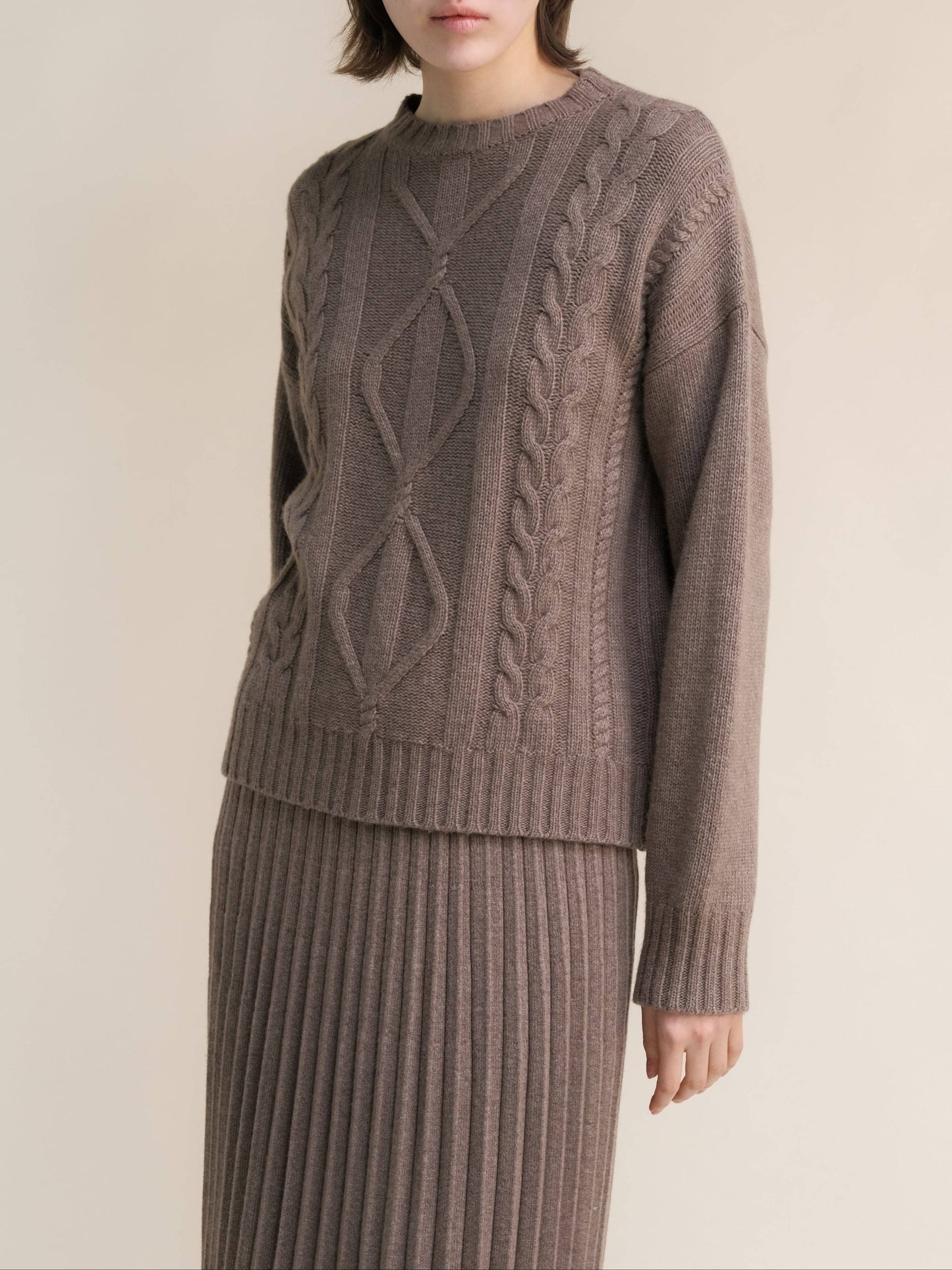Maglione a trecce in misto cashmere