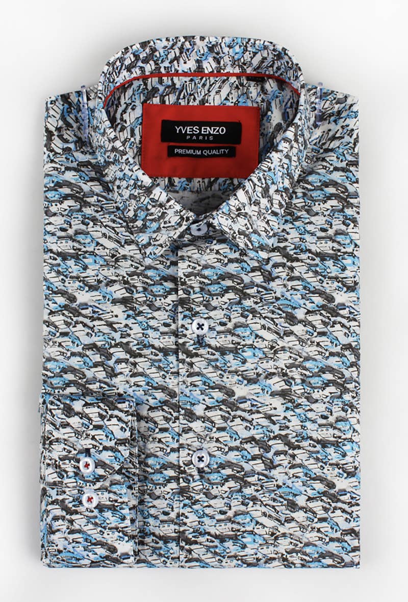 Camicia slim fit stretch con stampa auto