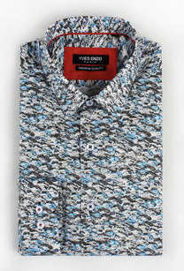 Camicia slim fit stretch con stampa auto