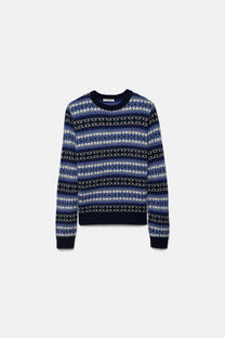 Maglione jacquard girocollo a maniche lunghe
