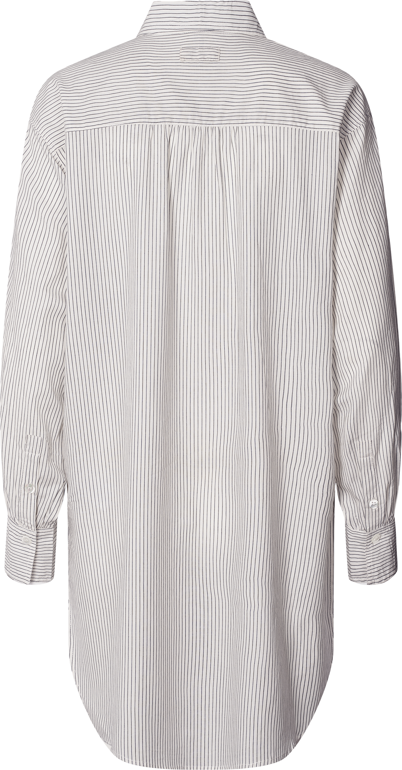 Camicia lunga Rosa a righe blu in popeline di cotone biologico